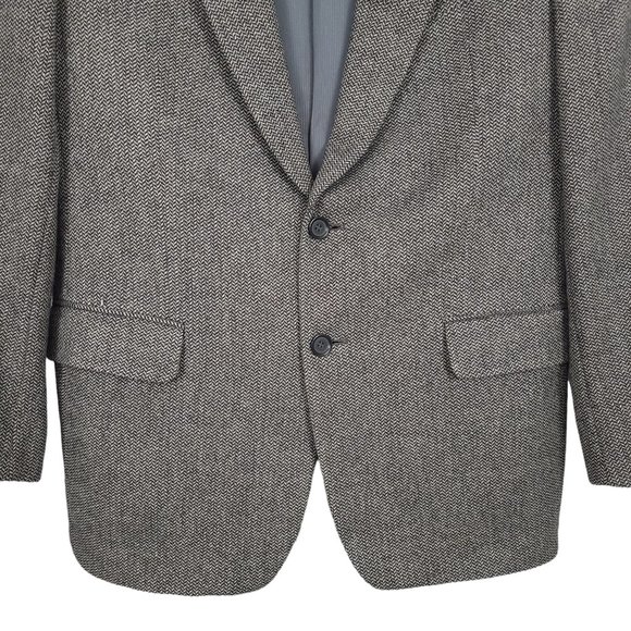 ERMENEGILDO ZEGNA Blazer Jacket EU 52R Black Gray Wool Herringbone 2-Button Soft - Picture 4 of 14